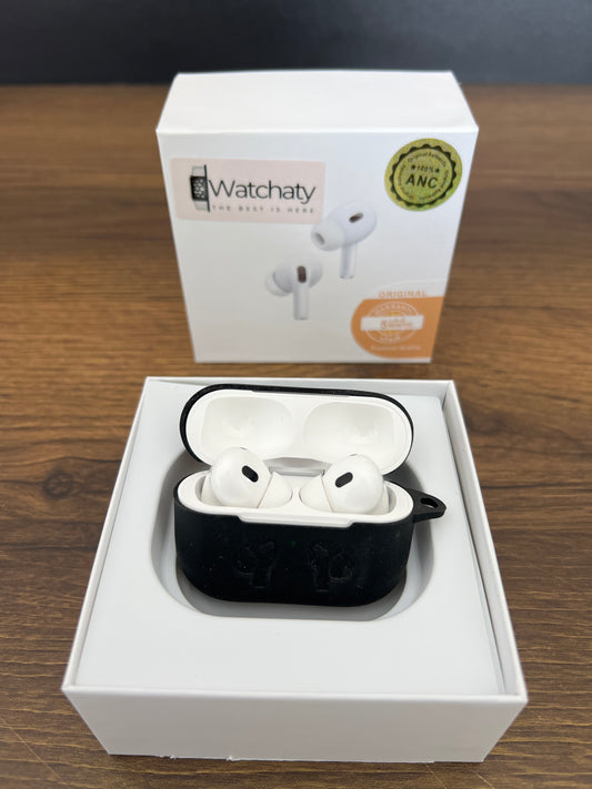 Apple Airpods pro 2 with silicone black cover.