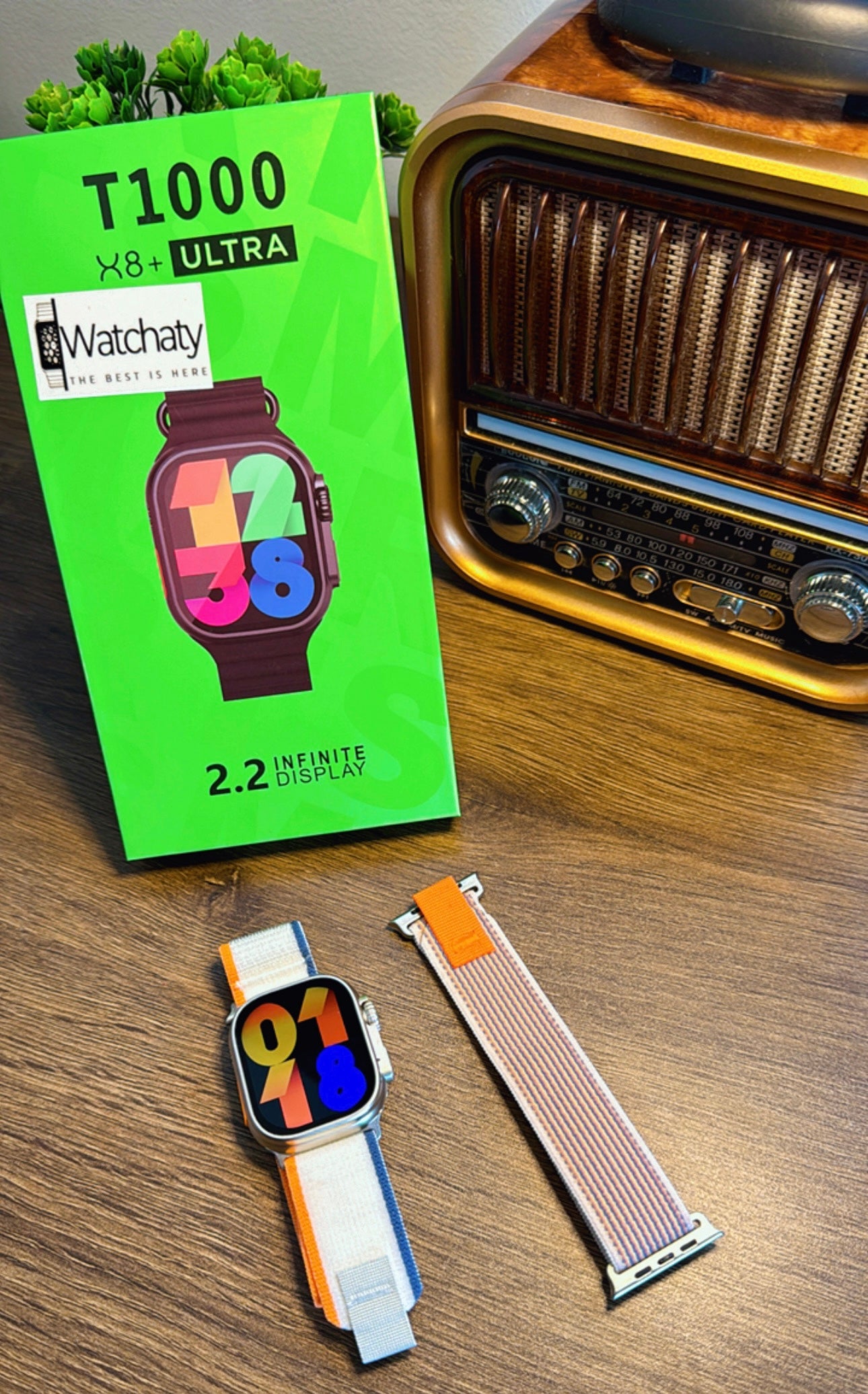 ساعة T1000 Ultra 2 (الباكت العريض) + سماعة AirPods Pro Copy (أي نوع) + ستراب سيليكون